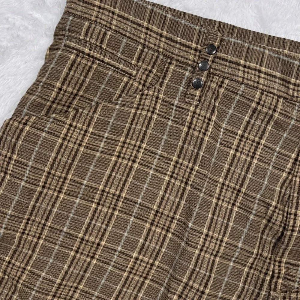 Y2K Hurley Plaid Shorts Men 38‎ Tannish Green Checkered Flat Front Casual Street